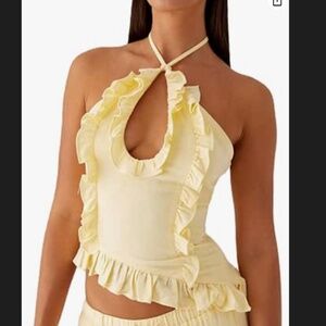 Y2K Ruched Ruffle Crop Top